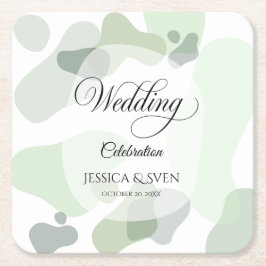 Bio Greenery Geometric Abstrakt Wedding Rechteckiger Pappuntersetzer