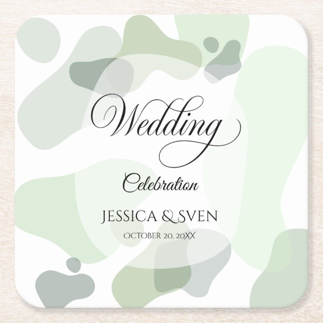 Bio Greenery Geometric Abstrakt Wedding Rechteckiger Pappuntersetzer (Vorderseite)