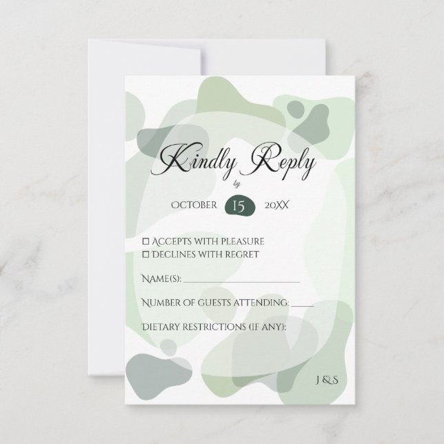 Bio Greenery Geometric Abstrakt Wedding RSVP Karte (Vorderseite)