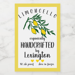 Bio hausgemachtes Limoncello   Lebensmitteletikett