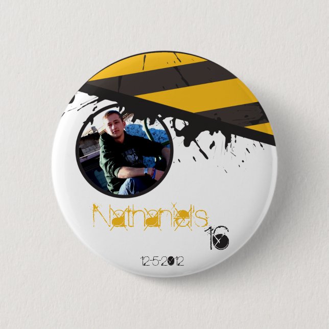 Bio Hazard Caution Tape Crime Scene Photo Button (Vorderseite)