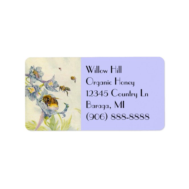 Bio Honey Bees Morning Glory Blume Labels Adressaufkleber (Vorne)
