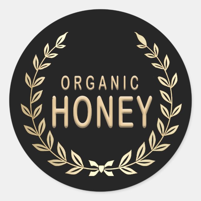 Bio Honey Wreath Emblem für Honey Jars Runder Aufkleber (Vorderseite)
