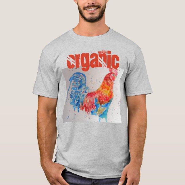 Bio Hühnerwasser Roter Rooster T-Shirt (Vorderseite)