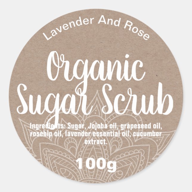 Bio Kraft Mandala Sugar Scrub Runder Aufkleber (Vorderseite)