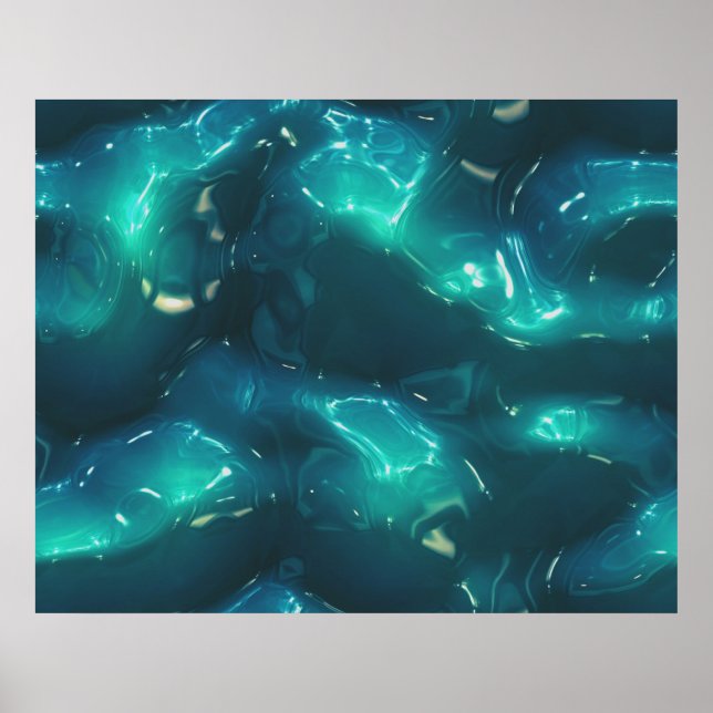Bio kunstgeschmolzene Plastik Soft Waves Deep Blue Poster (Vorne)