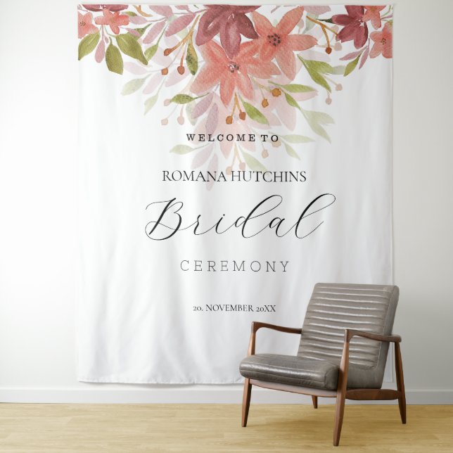 Bio Land Floral Wasserfarbe Handgestrichen Wandteppich (Beispiel)