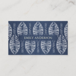 BIO LEAF-PATTERN INDIGO BLUE GEFÄRBTE KRAWATTE BAT VISITENKARTE