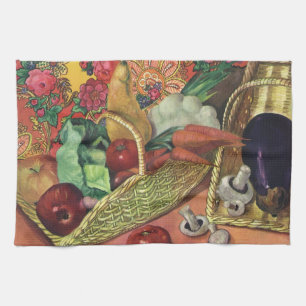 Bio Lebensmittel, Gartengemüse, blühende Blume Geschirrtuch