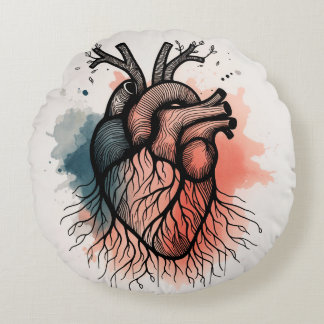 Bio Linien des Herzens Kunst Rundes Kissen
