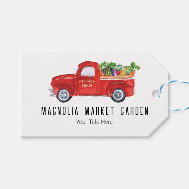 Bio LKW Veggies Hühner-Bauer Markt Geschenkanhänger (Vorderseite (Horizontal))