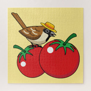Bio Lover Sparrow Eating Red Tomato
