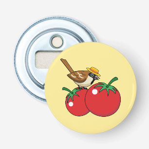 Bio Lover Sparrow Eating Red Tomato Flaschenöffner