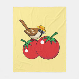 Bio Lover Sparrow Eating Red Tomato Fleecedecke