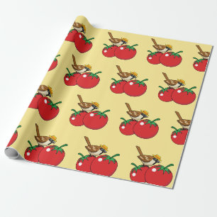Bio Lover Sparrow Eating Red Tomato Geschenkpapier