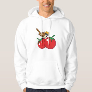 Bio Lover Sparrow Eating Red Tomato Hoodie