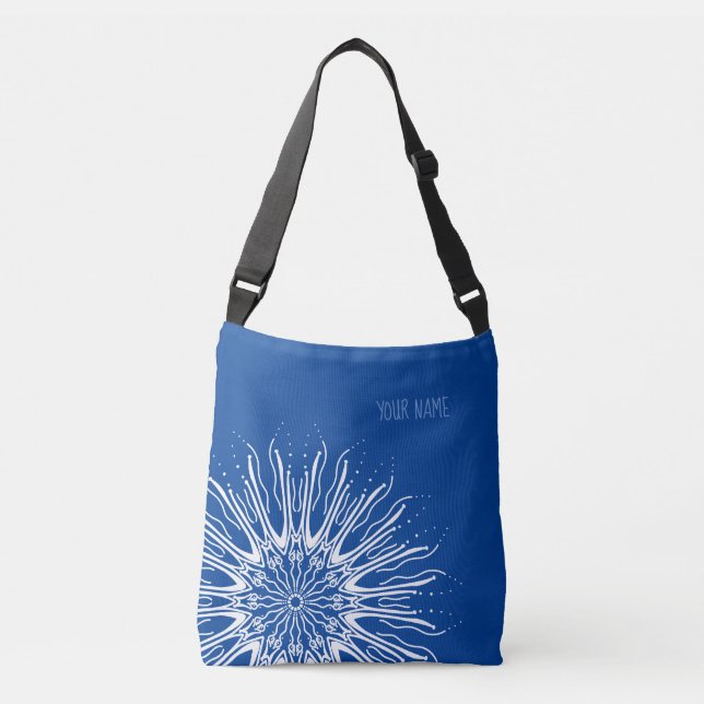 Bio Mandala auf blau Tragetaschen Mit Langen Trägern (Vorderseite)