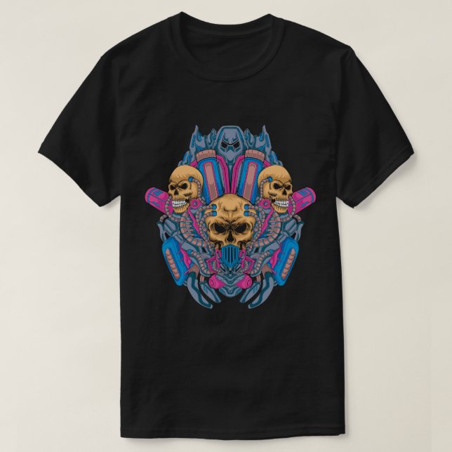Bio-Mech-Schädelfusion T-Shirt (Design vorne)