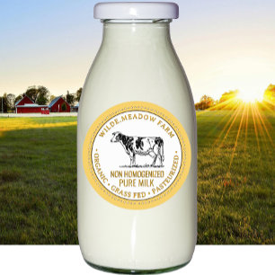 Bio Milchwirtschaftssiegel mit Vintager Holstein-K Runder Aufkleber