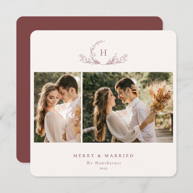 Bio Monogramm 2 Foto Feiertagskarte (Vorne/Hinten)