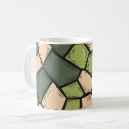 Bio Mosaikkunst in Schattierungen von Grün & Beige Kaffeetasse