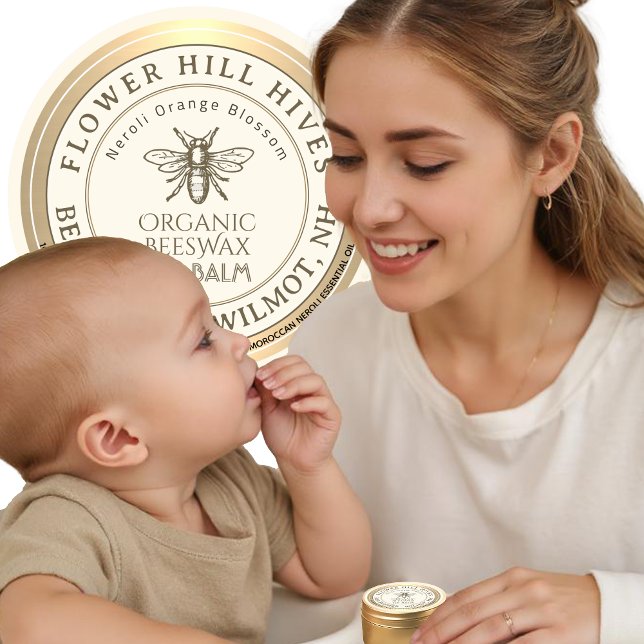 Bio Orange Blossom Bienenwachs Lip Balm mit Biene Runder Aufkleber (Von Creator hochgeladen)