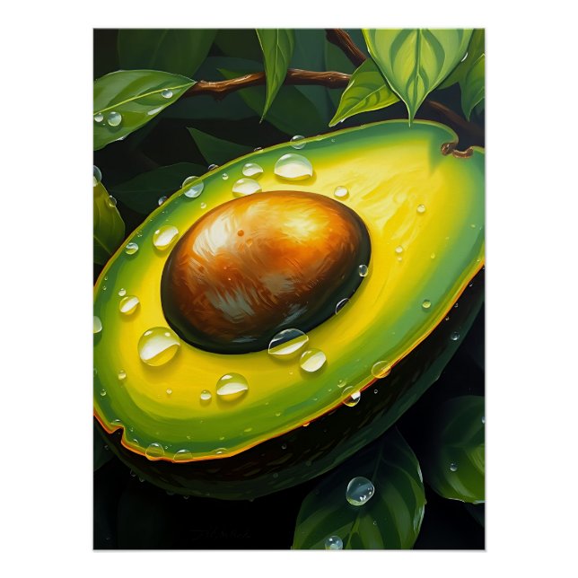 Bio Raingrown Avocado mit Dewdrops Poster (Vorderseite)