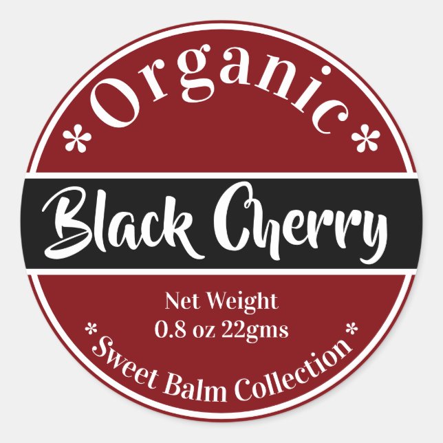 Bio Red Black Cherry Lip Balm Collection Runder Aufkleber (Vorderseite)
