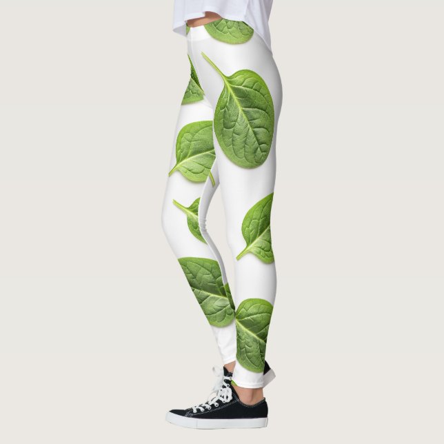 Bio Spinatleaf Nahtloses Muster Leggings (Links)