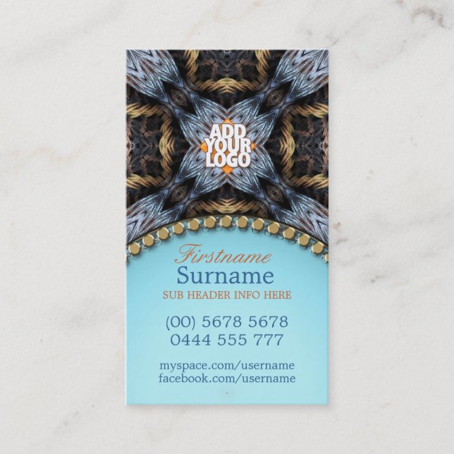 Bio Tapestry Gold Blue Business Card Visitenkarte (Vorderseite)