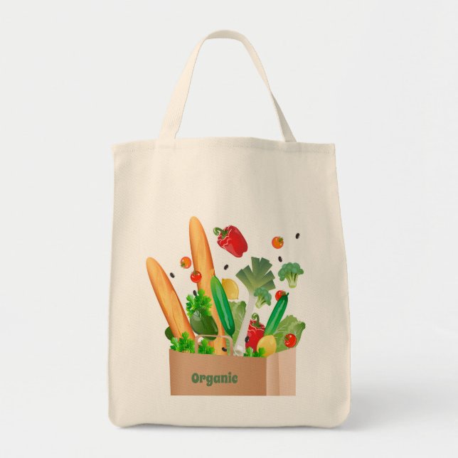 Bio Tasche mit einer köstlichen Illustration. (Vorne)