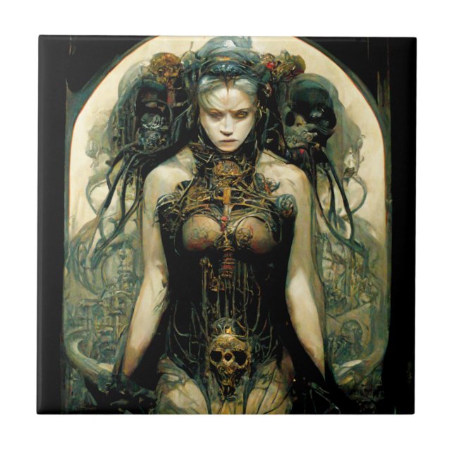 Bio Tech Woman Fantasy Sci-Fi Fliese (Vorderseite)