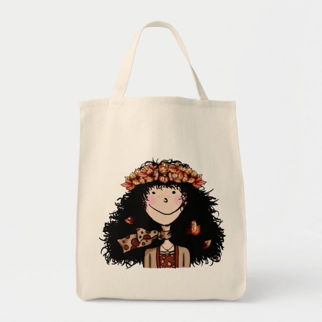 Bio Tote Tasche, Herbstmädchen Tragetasche (Vorne)