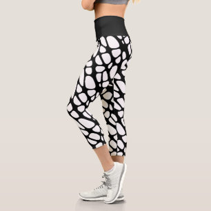 Bio Webmuster Schwarz/Weiß Capri Leggings