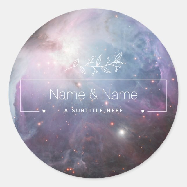 Bio weiße Gabe Retro-Orion Nebel EDITABLE Runder Aufkleber (Vorderseite)