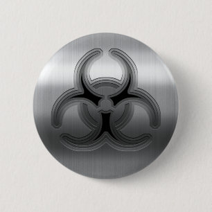 Biogefährdung aus gebürstetem Stahl Button