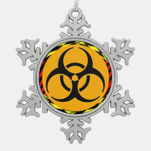 Biogefährdung Design von Kenneth Yoncich Schneeflocken Zinn-Ornament (Vorderseite)