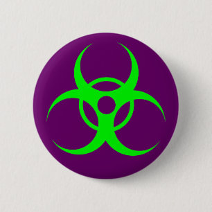 Biogefährdung-Grün auf lila Knopf Button