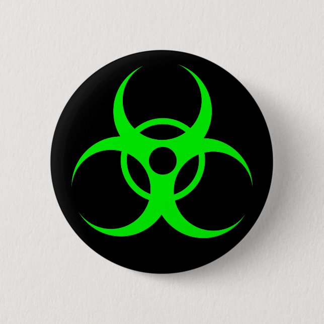Biogefährdung-Grün auf schwarzem Knopf Button (Vorderseite)