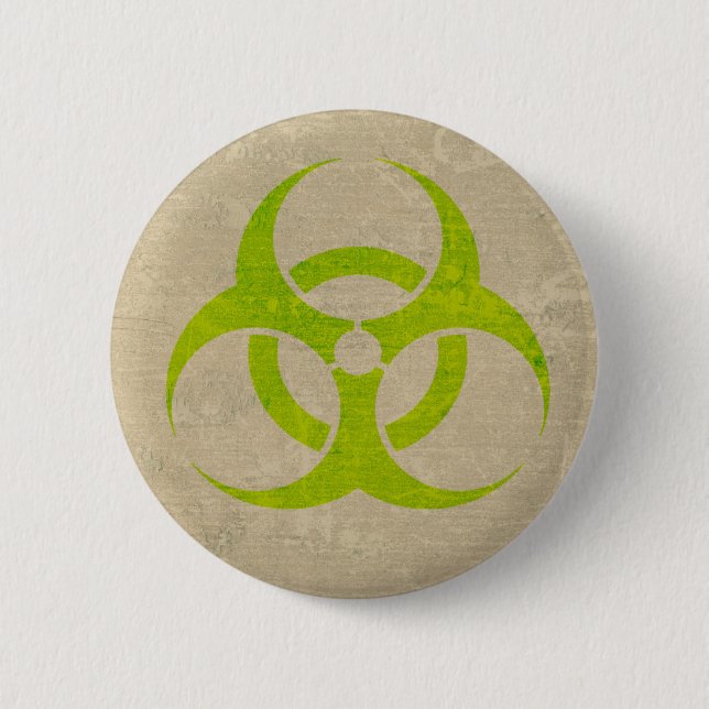 Biogefährdung Lime Green Grunge Button (Vorderseite)