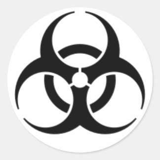 BIOGEFÄHRDUNG RUNDER AUFKLEBER