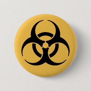 Biogefährdung-Symbol auf gelbem Abzeichen Button