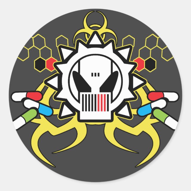Biogefährdung Tech Skull Runder Aufkleber (Vorderseite)