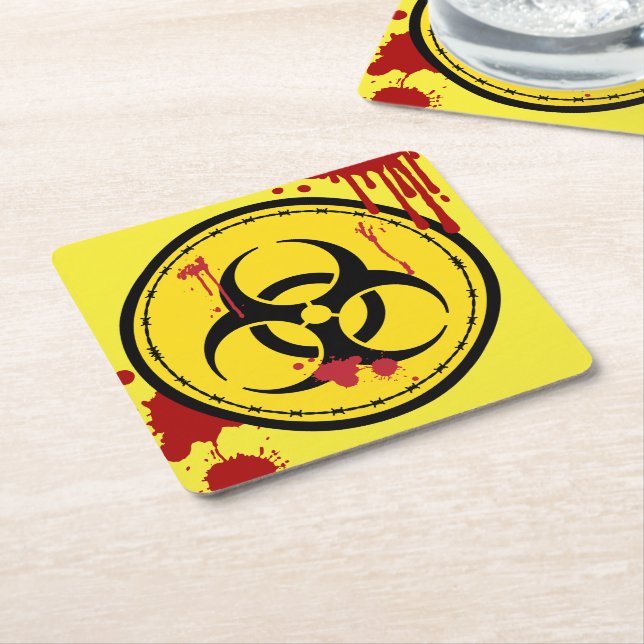 Biogefährdung Warnsymbol Bloody Paper Untersetzer (angewinkelt)