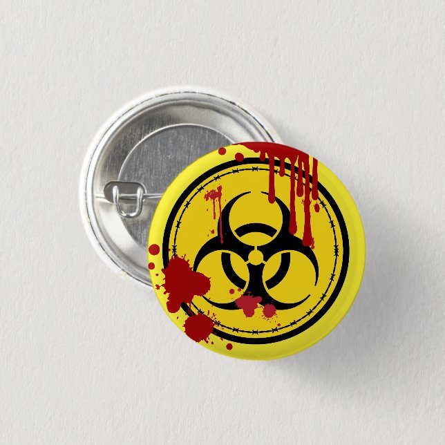 Biogefährdung Warnsymbol Bloody Zombie Button (Vorne & Hinten)