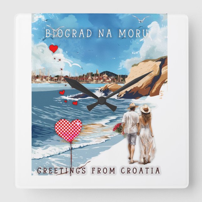 Biograd na moru 5 quadratische wanduhr (Vorderseite)