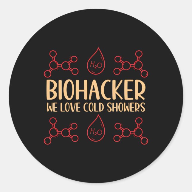 Biohacker Wir Liebe Kaltduschen Biohacking Medizin Runder Aufkleber (Vorderseite)