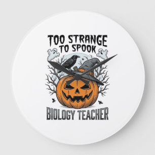 Biologie-Lehrer-Halloween-Shirt Gruseliger Kürbis Große Wanduhr