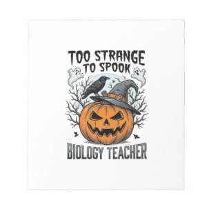 Biologie-Lehrer-Halloween-Shirt Gruseliger Kürbis Notizblock