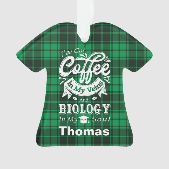 Biologiekaffee in meinen Venen Kariert Ornament (Vorderseite)